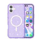 For iPhone 16 Terminator Style Glitter Powder MagSafe Magnetic Phone Case(Purple) - 1