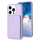 For iPhone 14 Pro Max BF25 Square Plaid Card Bag Holder Phone Case(Purple) - 1