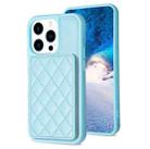 For iPhone 14 Pro Max BF25 Square Plaid Card Bag Holder Phone Case(Blue) - 1