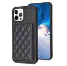 For iPhone 12 Pro Max BF25 Square Plaid Card Bag Holder Phone Case(Black) - 1