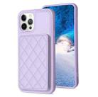 For iPhone 12 Pro Max BF25 Square Plaid Card Bag Holder Phone Case(Purple) - 1