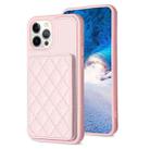 For iPhone 12 Pro Max BF25 Square Plaid Card Bag Holder Phone Case(Pink) - 1