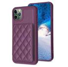 For iPhone 11 Pro Max BF25 Square Plaid Card Bag Holder Phone Case(Dark Purple) - 1