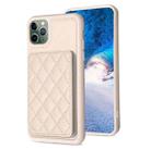 For iPhone 11 Pro Max BF25 Square Plaid Card Bag Holder Phone Case(Beige) - 1