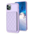 For iPhone 11 Pro Max BF25 Square Plaid Card Bag Holder Phone Case(Purple) - 1