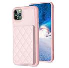 For iPhone 11 Pro Max BF25 Square Plaid Card Bag Holder Phone Case(Pink) - 1
