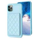 For iPhone 11 Pro Max BF25 Square Plaid Card Bag Holder Phone Case(Blue) - 1