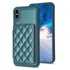 For iPhone X / XS BF25 Square Plaid Card Bag Holder Phone Case(Green) - 1