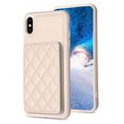 For iPhone X / XS BF25 Square Plaid Card Bag Holder Phone Case(Beige) - 1