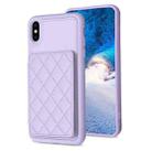 For iPhone X / XS BF25 Square Plaid Card Bag Holder Phone Case(Purple) - 1