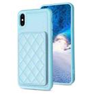 For iPhone X / XS BF25 Square Plaid Card Bag Holder Phone Case(Blue) - 1