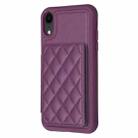 For iPhone XR BF25 Square Plaid Card Bag Holder Phone Case(Dark Purple) - 2