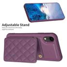 For iPhone XR BF25 Square Plaid Card Bag Holder Phone Case(Dark Purple) - 5