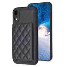 For iPhone XR BF25 Square Plaid Card Bag Holder Phone Case(Black) - 1