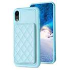 For iPhone XR BF25 Square Plaid Card Bag Holder Phone Case(Blue) - 1