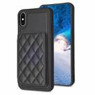 For iPhone XS Max BF25 Square Plaid Card Bag Holder Phone Case(Black) - 1