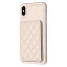 For iPhone XS Max BF25 Square Plaid Card Bag Holder Phone Case(Beige) - 1