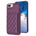 For iPhone 8 Plus / 7 Plus BF25 Square Plaid Card Bag Holder Phone Case(Dark Purple) - 1