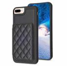 For iPhone 8 Plus / 7 Plus BF25 Square Plaid Card Bag Holder Phone Case(Black) - 1