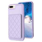 For iPhone 8 Plus / 7 Plus BF25 Square Plaid Card Bag Holder Phone Case(Purple) - 1