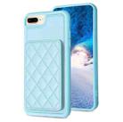 For iPhone 8 Plus / 7 Plus BF25 Square Plaid Card Bag Holder Phone Case(Blue) - 1