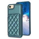 For iPhone SE 2022 / 2020 / 8 / 7 BF25 Square Plaid Card Bag Holder Phone Case(Green) - 1