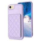 For iPhone SE 2022 / 2020 / 8 / 7 BF25 Square Plaid Card Bag Holder Phone Case(Purple) - 1