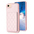 For iPhone SE 2022 / 2020 / 8 / 7 BF25 Square Plaid Card Bag Holder Phone Case(Pink) - 1