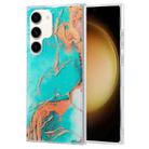 For Samsung Galaxy S23+ 5G Coloured Glaze Marble Phone Case(Green Gilt) - 1