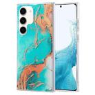 For Samsung Galaxy S22+ 5G Coloured Glaze Marble Phone Case(Green Gilt) - 1