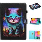 For Samsung Galaxy Tab A 10.1 (2019) T510 Colored Drawing Stitching Horizontal Flip Leather Case, with Holder & Card Slots(Night Cat) - 1