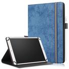 For 9-11 inch Marble Cloth Texture Horizontal Flip Universal Tablet PC Leather Case with Pen Slot & Holder(Dark Blue) - 1