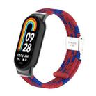 For Xiaomi Mi Band 8 / 8 NFC Metal Head + Nylon Braided Steel Buckle Watch Band(Red Blue) - 1