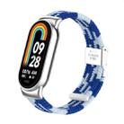 For Xiaomi Mi Band 8 / 8 NFC Metal Head + Nylon Braided Steel Buckle Watch Band(Blue White) - 1