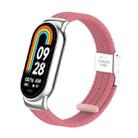 For Xiaomi Mi Band 8 / 8 NFC Metal Head + Nylon Braided Steel Buckle Watch Band(Pink) - 1