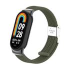 For Xiaomi Mi Band 8 / 8 NFC Metal Head + Nylon Braided Steel Buckle Watch Band(Dark Green) - 1