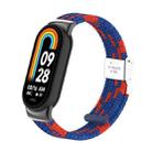 For Xiaomi Mi Band 8 / 8 NFC Metal Head + Nylon Braided Steel Buckle Watch Band(Blue Red) - 1