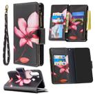 For Samsung Galaxy A21 Colored Drawing Pattern Zipper Horizontal Flip Leather Case with Holder & Card Slots & Wallet(Lotus) - 1
