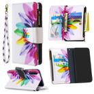 For Samsung Galaxy A50 Colored Drawing Pattern Zipper Horizontal Flip Leather Case with Holder & Card Slots & Wallet(Sun Flower) - 1