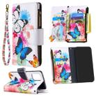 For Samsung Galaxy A91 Colored Drawing Pattern Zipper Horizontal Flip Leather Case with Holder & Card Slots & Wallet(Two Butterflies) - 1