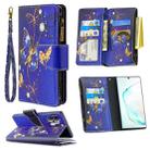 For Samsung Galaxy Note 10 Plus Colored Drawing Pattern Zipper Horizontal Flip Leather Case with Holder & Card Slots & Wallet(Purple Butterfly) - 1