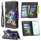 For Samsung Galaxy Note 10 Plus Colored Drawing Pattern Zipper Horizontal Flip Leather Case with Holder & Card Slots & Wallet(Big Butterfly) - 1