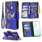 For Samsung Galaxy Note 10 Colored Drawing Pattern Zipper Horizontal Flip Leather Case with Holder & Card Slots & Wallet(Purple Butterfly) - 1