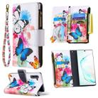 For Samsung Galaxy Note 10 Colored Drawing Pattern Zipper Horizontal Flip Leather Case with Holder & Card Slots & Wallet(Two Butterflies) - 1