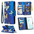 For Samsung Galaxy Note 10 Colored Drawing Pattern Zipper Horizontal Flip Leather Case with Holder & Card Slots & Wallet(Gold Butterfly) - 1
