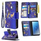 For Samsung Galaxy S9 Colored Drawing Pattern Zipper Horizontal Flip Leather Case with Holder & Card Slots & Wallet(Purple Butterfly) - 1