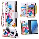 For Samsung Galaxy S9 Colored Drawing Pattern Zipper Horizontal Flip Leather Case with Holder & Card Slots & Wallet(Two Butterflies) - 1