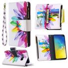 For Samsung Galaxy S10e Colored Drawing Pattern Zipper Horizontal Flip Leather Case with Holder & Card Slots & Wallet(Sun Flower) - 1