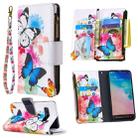 For Samsung Galaxy S10 Plus Colored Drawing Pattern Zipper Horizontal Flip Leather Case with Holder & Card Slots & Wallet(Two Butterflies) - 1