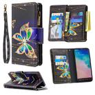 For Samsung Galaxy S10 Plus Colored Drawing Pattern Zipper Horizontal Flip Leather Case with Holder & Card Slots & Wallet(Big Butterfly) - 1